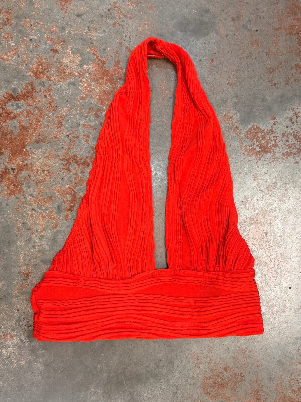 Red Textured Halter Top